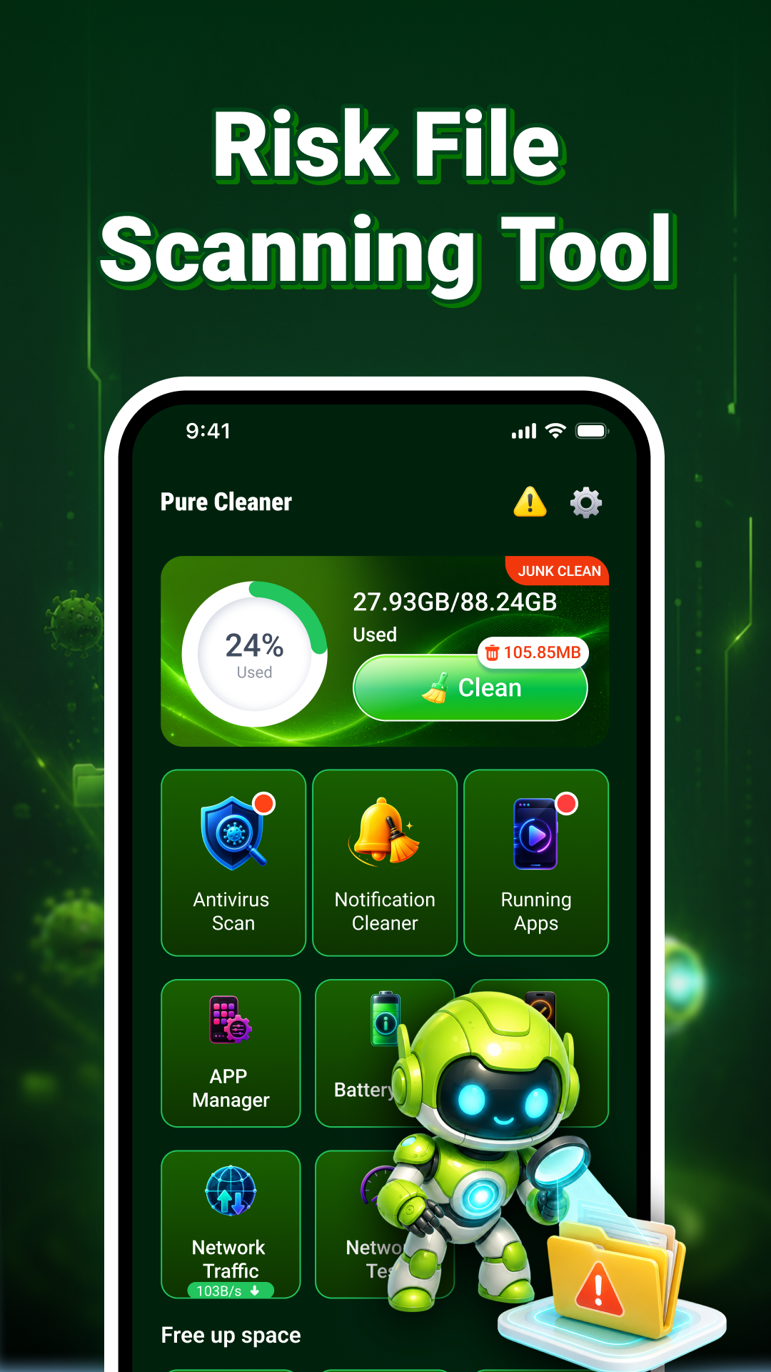 Pure Cleaner device care dashboard